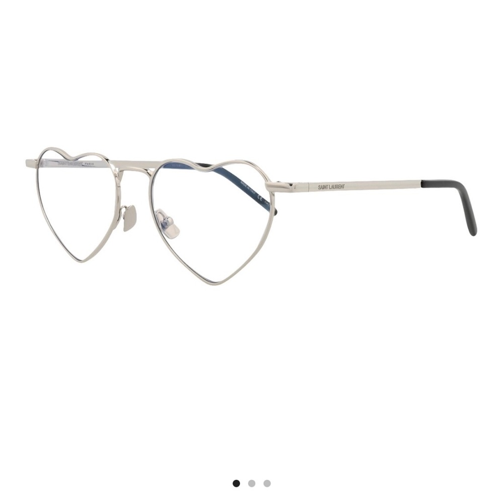 Saint Laurent Heart-Shaped Silver Metal Frame Eyeglasses